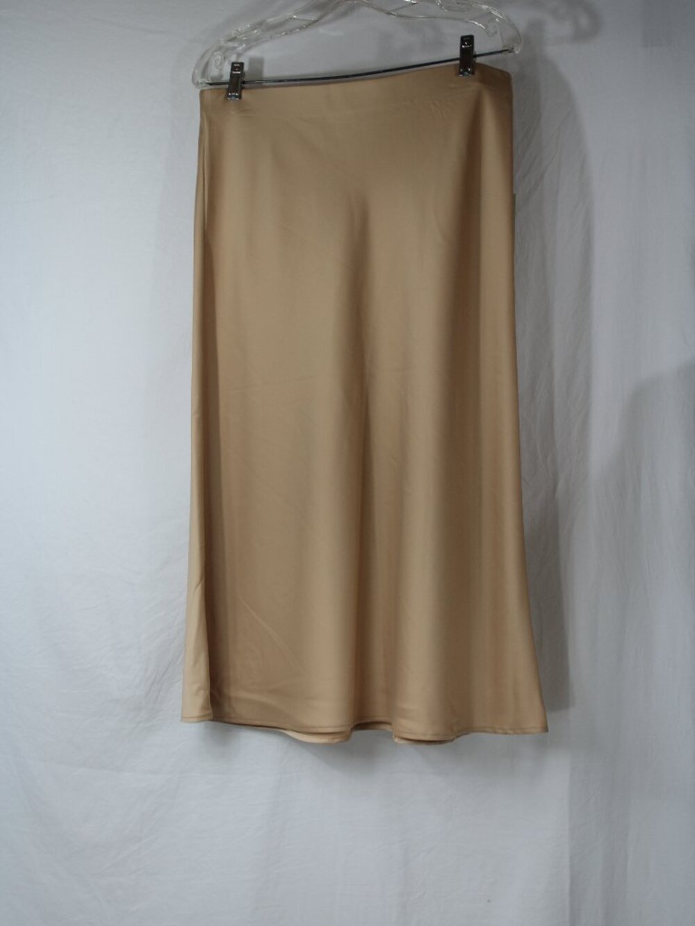 Rachel Zoe Women's Nude Beige Tan Satin Polyester Pull On Maxi Skirt Size 8